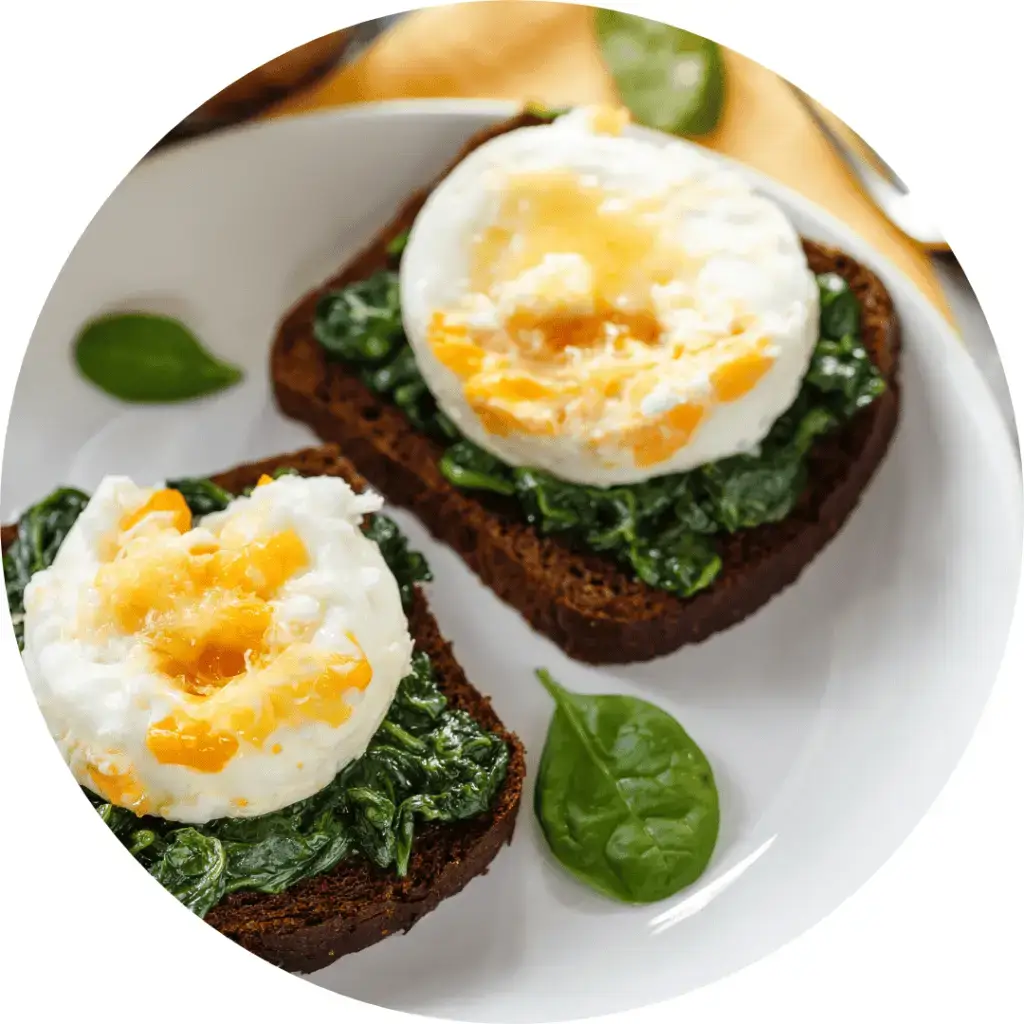 тост пашот зі шпинатом